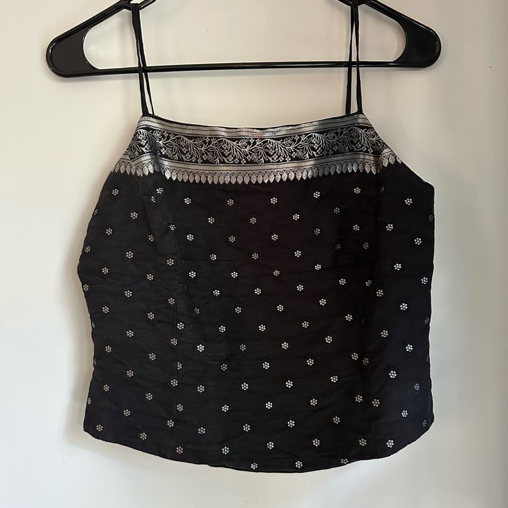 Ann Taylor Black Top with Silver Detailing